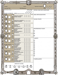 "Zweihänder RPG": Character Sheet (Page 1)