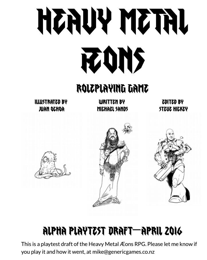 Heavy Metal Æons Roleplaying Game: Alpha Playtest (Image: Michael Sands)